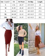 Kate Kasin Women Knit Pencil Skirt Knee Length High Waisted Slit Bodycon Sweater Skirts with Buttons - Image 6